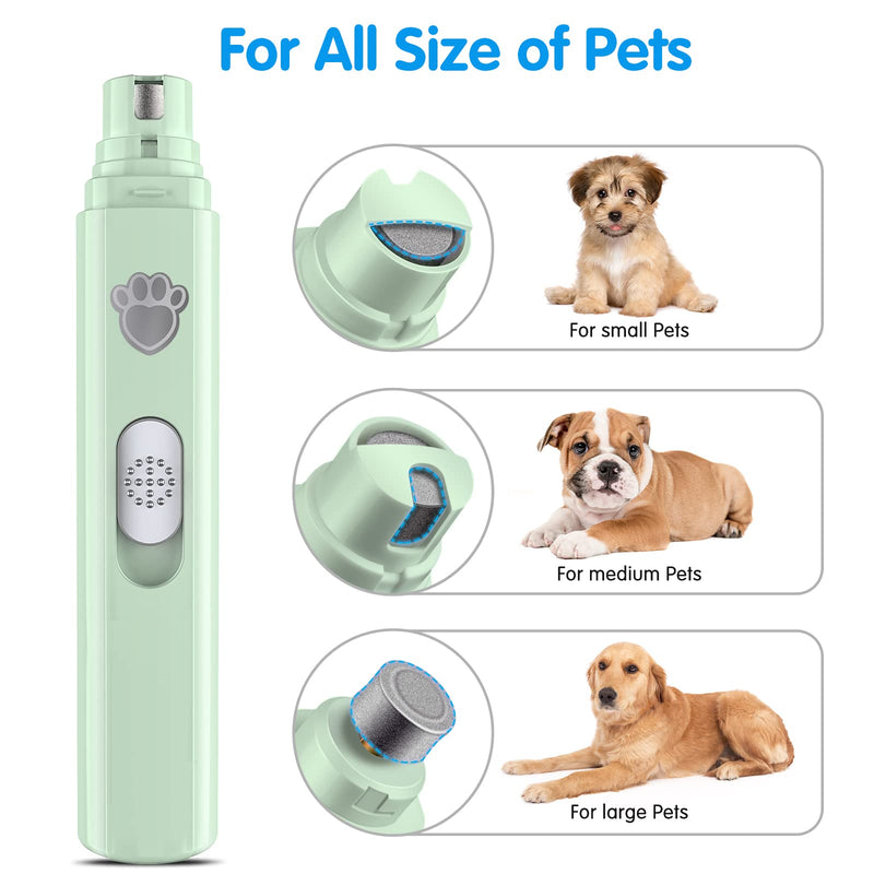 VIWIK Dog Nail Grinder, 2-Speed Rechargeable Dog Nail Trimmers for Large Medium & Small Dogs, Upgrade Professional Electric Pet Paws Grooming, Quiet Soft Puppy Grooming Tool, Cat Nail Grinder Green - PawsPlanet Australia