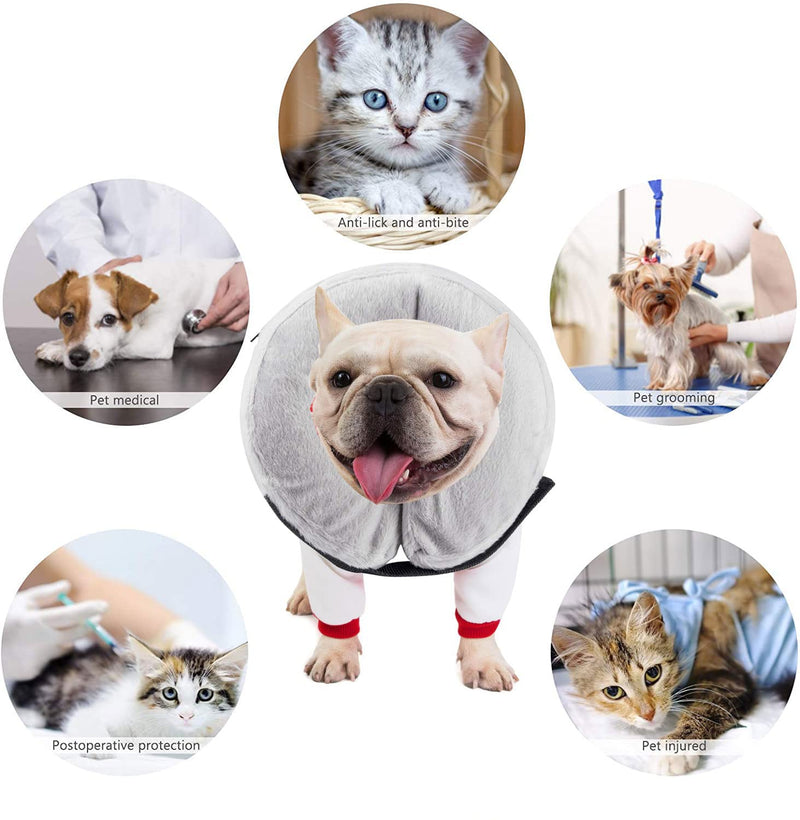 Kuivoo Protective Inflatable Pet Neck Collar for Small Dogs Cats,Adjustable Soft Recovery Collar Cone After Surgery Prevent Small Dog Cat From Touching Stitches,Grey - PawsPlanet Australia
