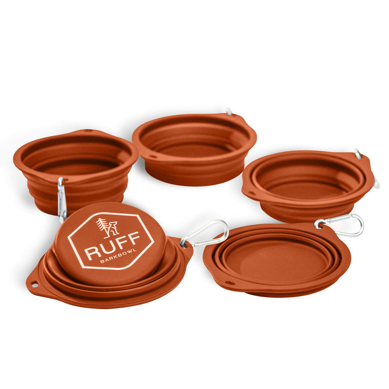 [Australia] - Ruff Products BarkBowl (800ml) - Collapsible Dog Bowl Burnt Orange 