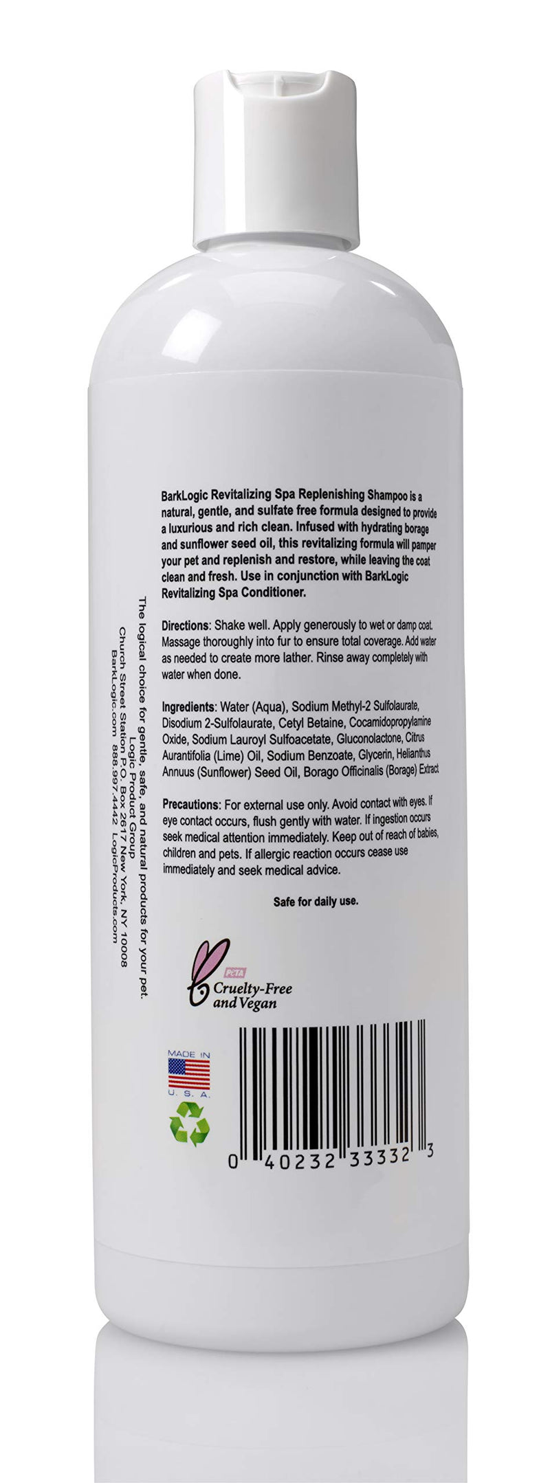 BarkLogic Revitalizing Spa Replenishing Shampoo, Lime, 16 fl oz | No Parabens, No Phthalates, No Sulfates, No DEA & PEG, Hypoallergenic, Plant-based - PawsPlanet Australia