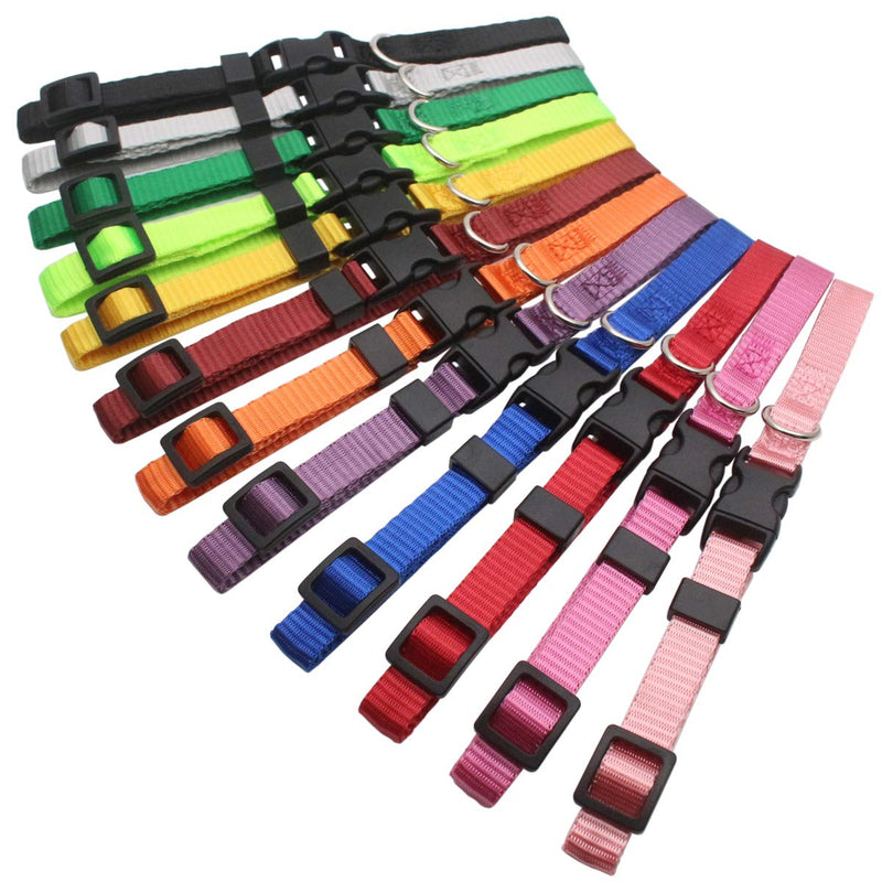 HOLLIHI Pack of 12 Puppy Collars Made of Soft Nylon, Identification Collars, Adjustable with Safety Clasp, for Identifying Puppies in a Litter, for Breeders with Recording Tables M 12 Colors/Buckle - PawsPlanet Australia