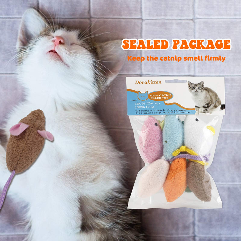 Dorakitten 6PCS Cat Toy Mouse Plush Realistic Cute Kittens Mice Toy Cat Bite Toy Catnip Toy - PawsPlanet Australia