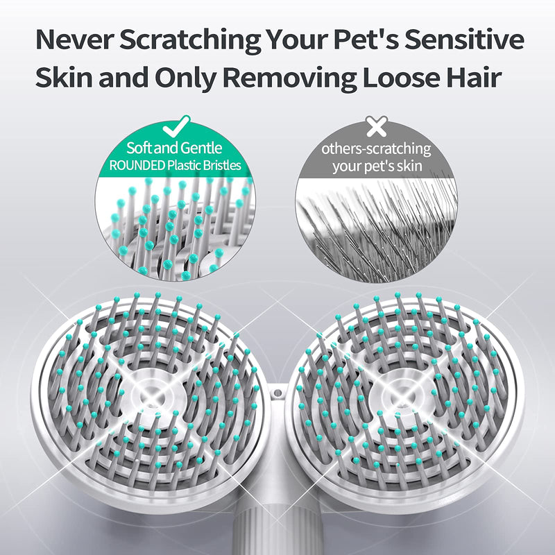 uahpet Skin-Friendly Grooming Brush Avoid Scratching Undercoat, Soothing Massage Pet Brush for Dogs and Cats, with Battery to Release Negative Ions Detangles and Softens Coat - PawsPlanet Australia
