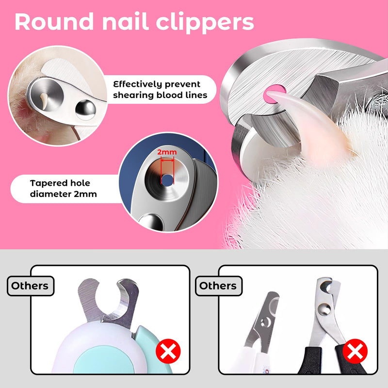 Leikedun Professional 2mm Hole Tapered Cat Nail Clipper Stainless Steel for Puppies, Rabbits, Birds and Small Animals with 2 Claw Files - PawsPlanet Australia