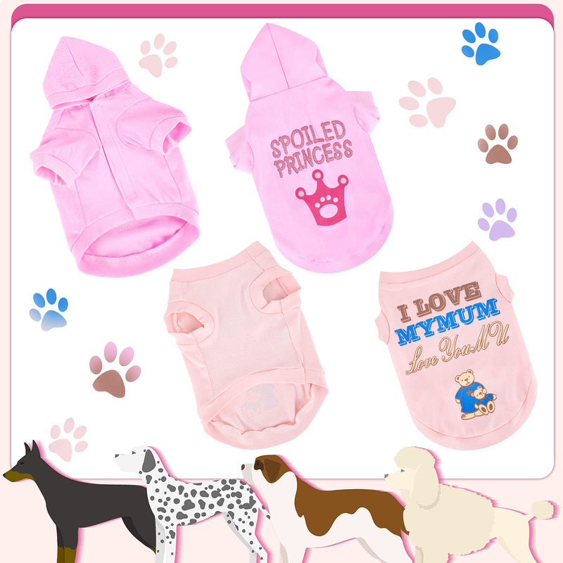 2 Pieces Dog Basic Hoodies Cute Pink Pet Shirts Letter Pattern Embroidery Pet Clothes Comfortable Dog Hooded Sweatshirts Summer Soft Dog Hoodies for Dogs Cats Puppy (Small) Small - PawsPlanet Australia