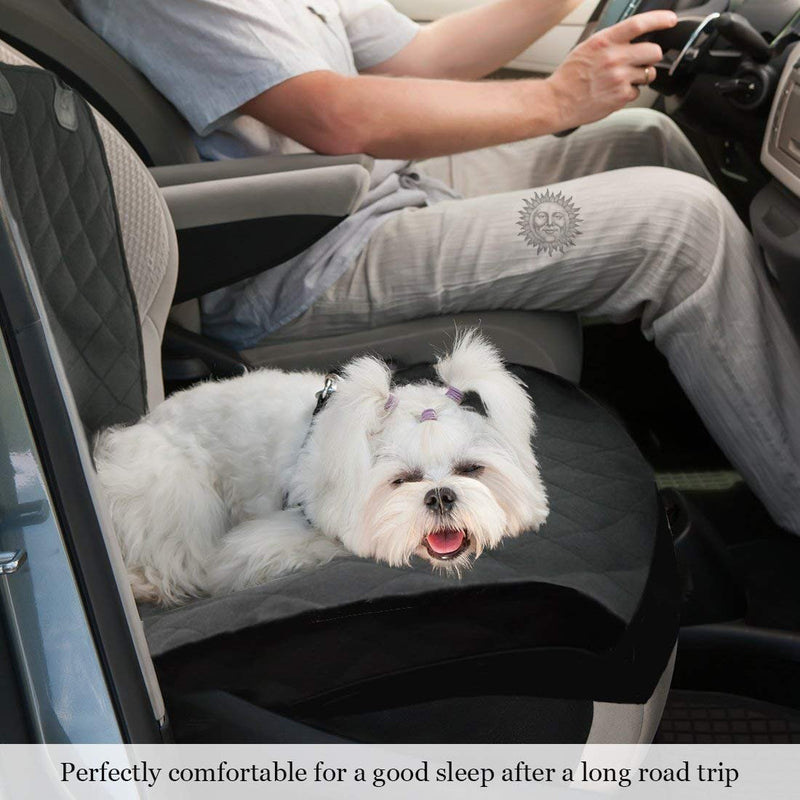 [Australia] - SunGrow Dog Front Seat Car Cover, 40x20 Inches, Waterproof, Non-Slip Back, Vehicle Seat Protection from Falling Dog Hair, Soiling, Mud, Sand, Sweat and Kids' Mess, Black 