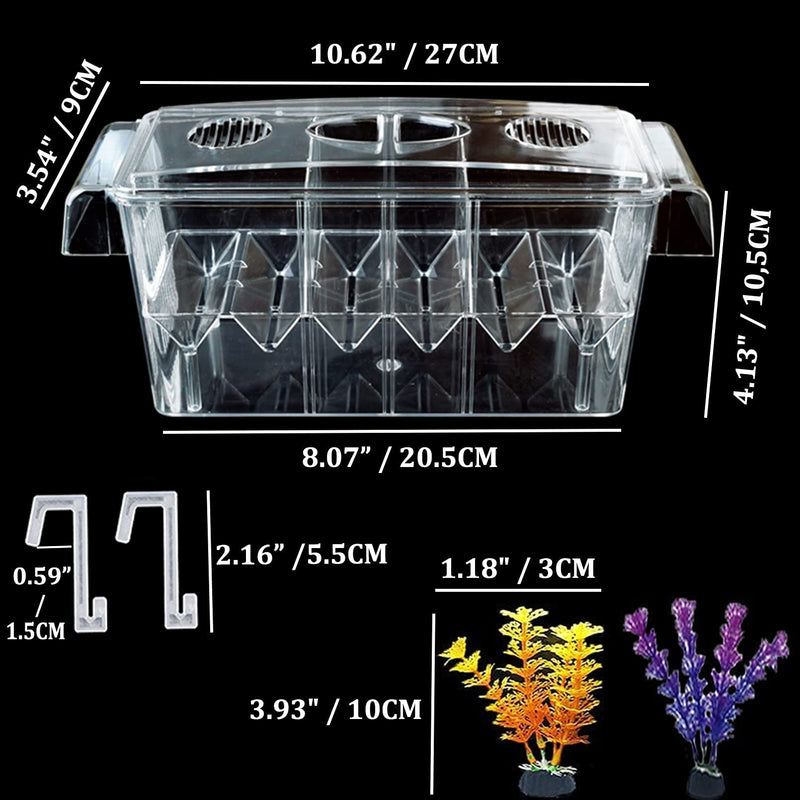 PINVNBY Fish Breeding Box Aquarium Acrylic Fish Isolation Breeder Box Acclimation Hatchery Incubator Box with Suction Cups for Baby Fishes Shrimp Clownfish Aggressive Fish and Guppy - PawsPlanet Australia
