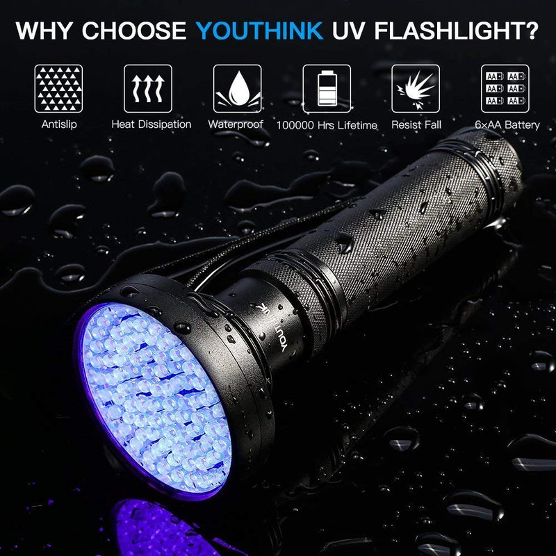 YOUTHINK Flashlight Pet Stain Urine Finder, Bright 100 LEDs Light with Glasses - PawsPlanet Australia