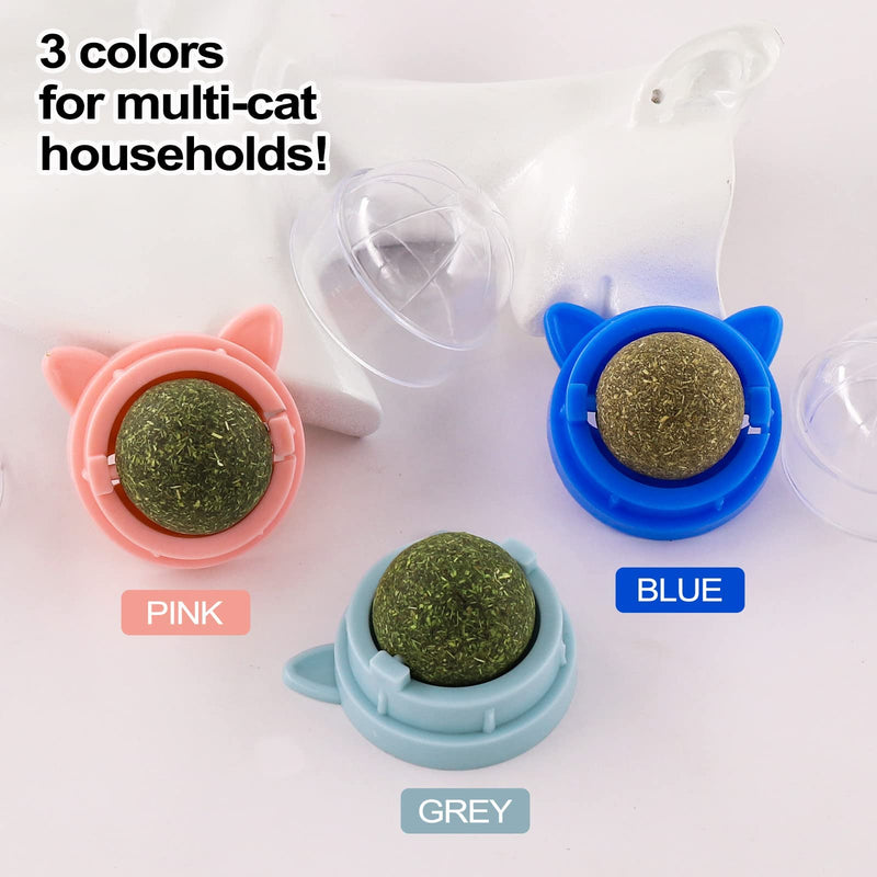 JULY BRISE Improved sweet catnip balls, 360° rotating cat licking catnip toy, catnip ball with powerful stickers, healthy and fun cat gift, cat shape, 3 pieces - PawsPlanet Australia