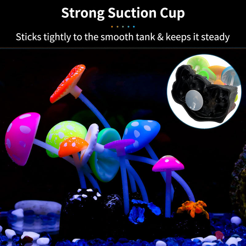 Uniclife Glowing Effect Artificial Mushroom Aquarium Plant Decor Ornament Decoration for Fish Tank Landscape - PawsPlanet Australia