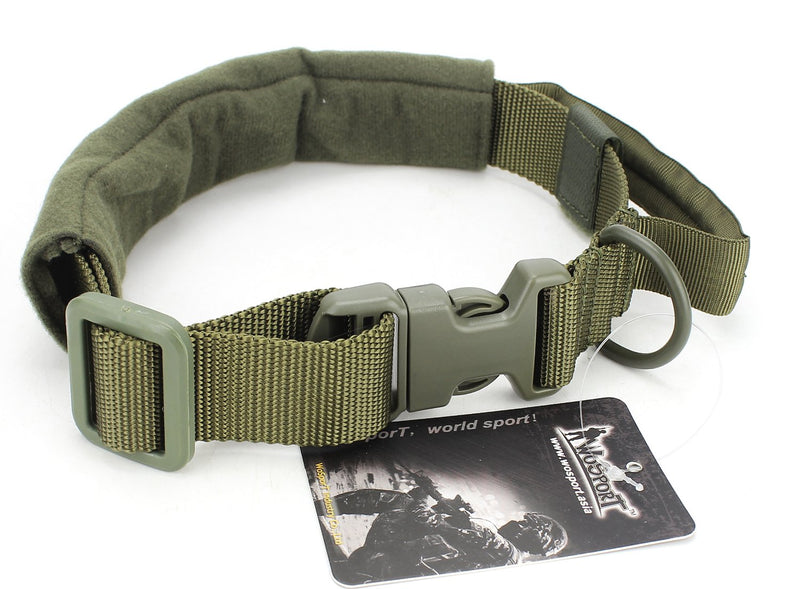 Tactical Adjustable Large Dog Collar and Bungee Leash Set Hunting Camo Dog Training Equipment with D Ring OD - PawsPlanet Australia