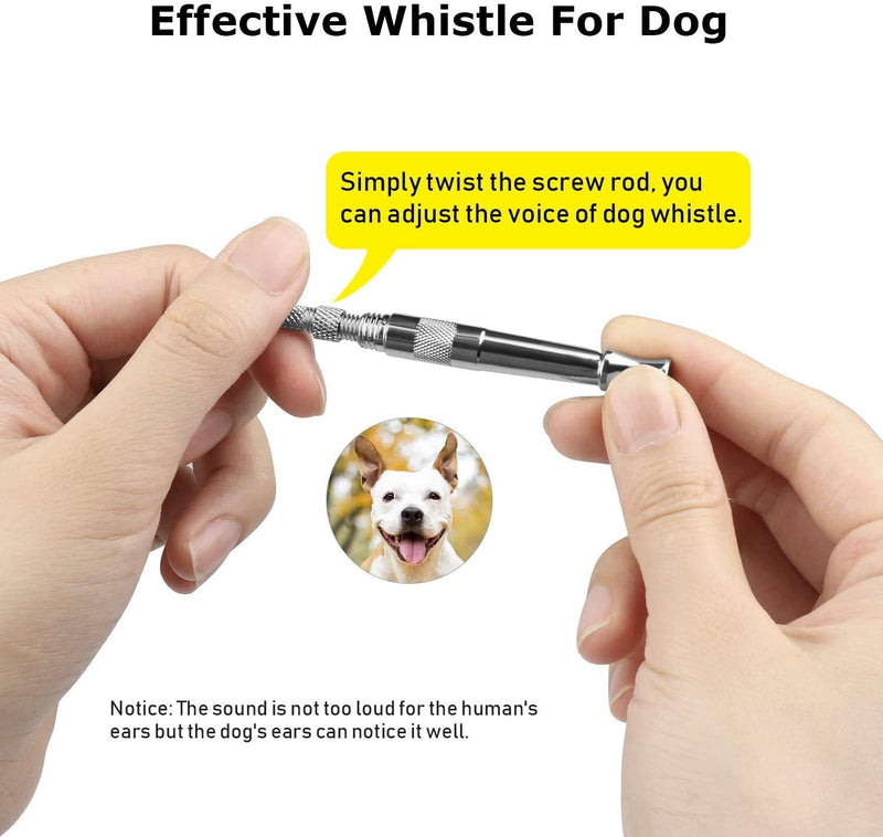 Dog Whistle, Professional Dog Training Tools to Stop Barking Adjustable Frequency Ultrasonic Pure Copper Dog Training Whistles, a Dog Training Instruction Manual Gray - PawsPlanet Australia