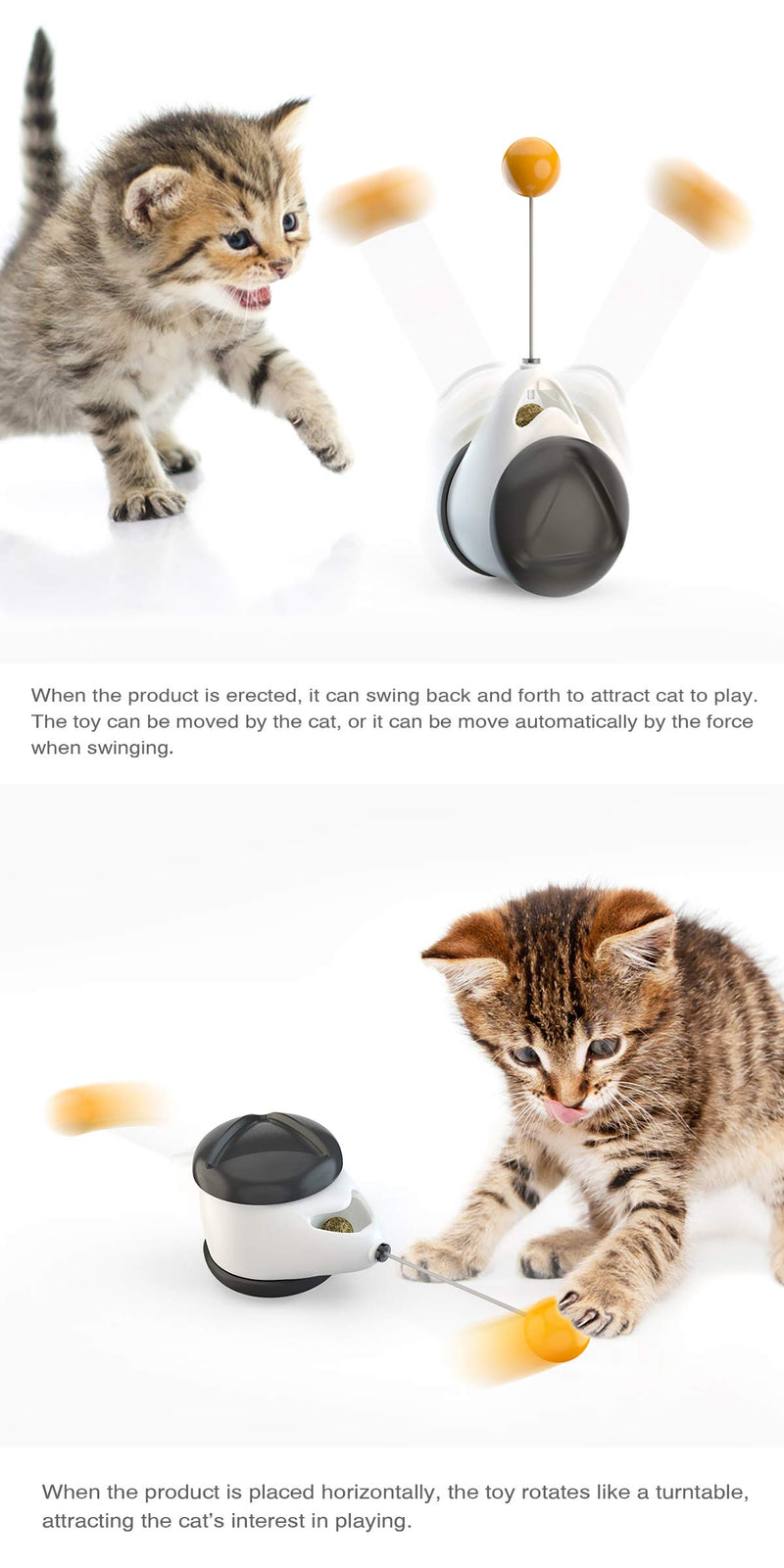 USWT Cat Toys Kitten Toy Cats Supplies Interactive Automatic No-Electronic Move Indoor Cats with Catnip Ball Kittens Teaser Stick  Ball Pet Exercise - PawsPlanet Australia