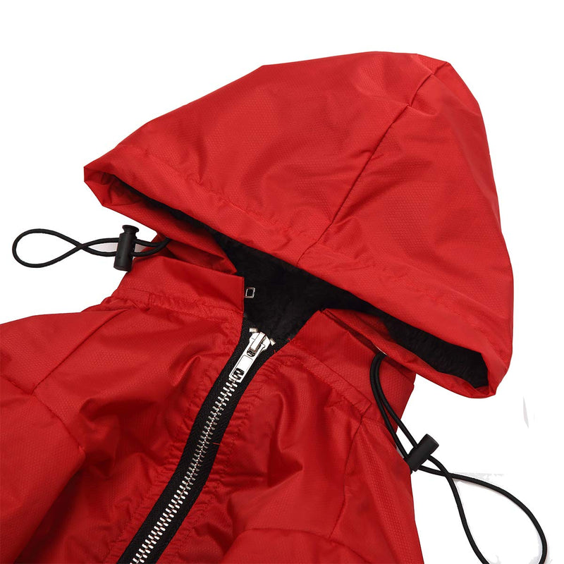 [Australia] - Geyecete Stylish Premium Dog Coats - Cold Weather Dog Jacke -Coat Sweater Hoodie Outwear Apparel, Pockets, Rain/Water Resistant, Adjustable Drawstring XS Red 