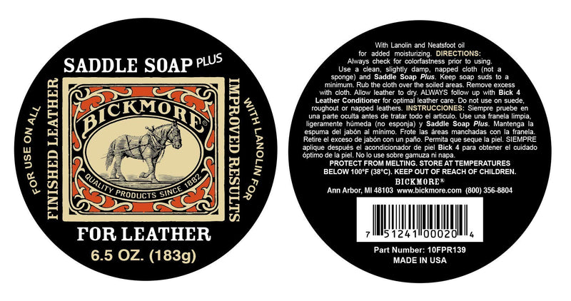 Bickmore Saddle Soap Plus 184g - Leather Cleaner & Conditioner With Lanolin - PawsPlanet Australia