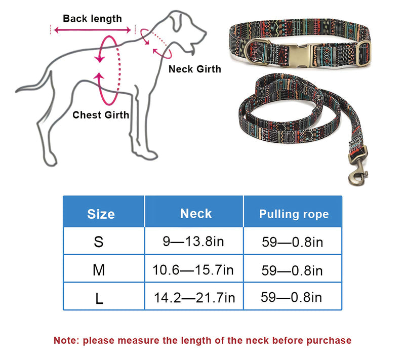 risdoada Personalised Dog Collar and Lead Set, Engraved Nameplate Puppy Collars with Metal Quick Release Buckle, Adjustable Bohemian Custom Pet Collar for Large Medium Small Dogs, Black L L ：14.2-21.7"/36-55 cm - PawsPlanet Australia