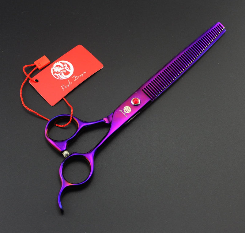 [Australia] - Purple Dragon 8.0 inch Professional Pet Grooming Scissors,Dog Straight Shear, Thinning/Blending Scissor & 2 PCS Curved Shear with Bag Purple 