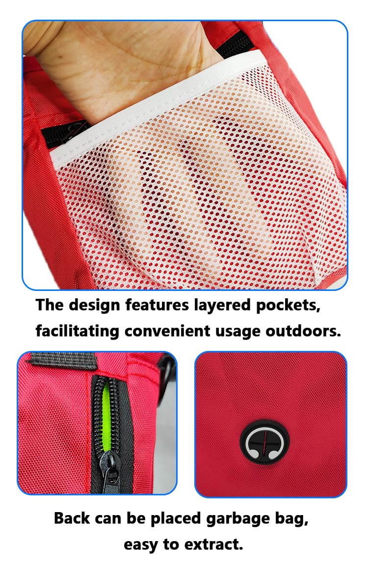 ChildePet Dog Treat Pouch for Pet Training and Dog Training Pouch with Built-in Poop Bag - Dog Treat Bag for Walking, Traveling - 500ml Storage for Pet Toys, Kibble, Treats (Red) Red - PawsPlanet Australia