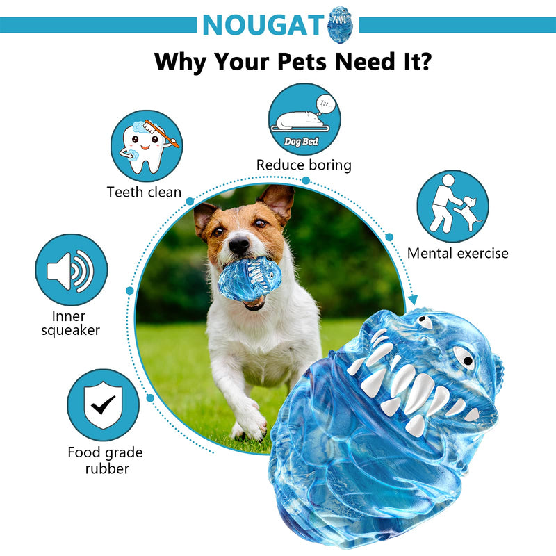 NOUGAT Dog Toys for Aggressive Chewers, Indestructible Dog Toys for Boredom Medium Dogs Natural Rubber Milk Flavor A-Bee blue - PawsPlanet Australia