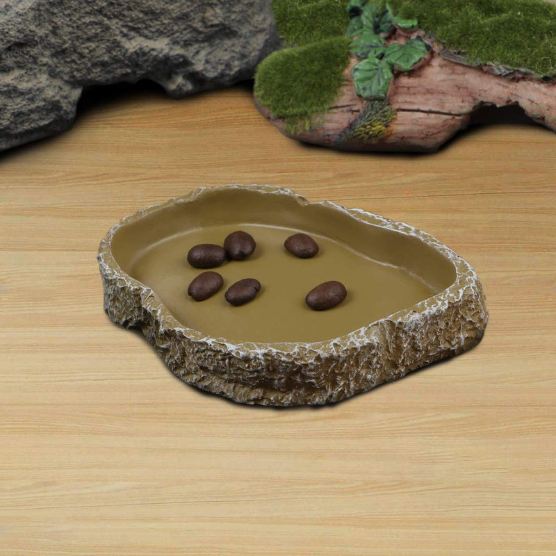 UEETEK Reptile Feeding Bowl Vivarium Food Water Dish Resin Bowl for Turtle Gecko Snake Pet Breeding Tray - PawsPlanet Australia