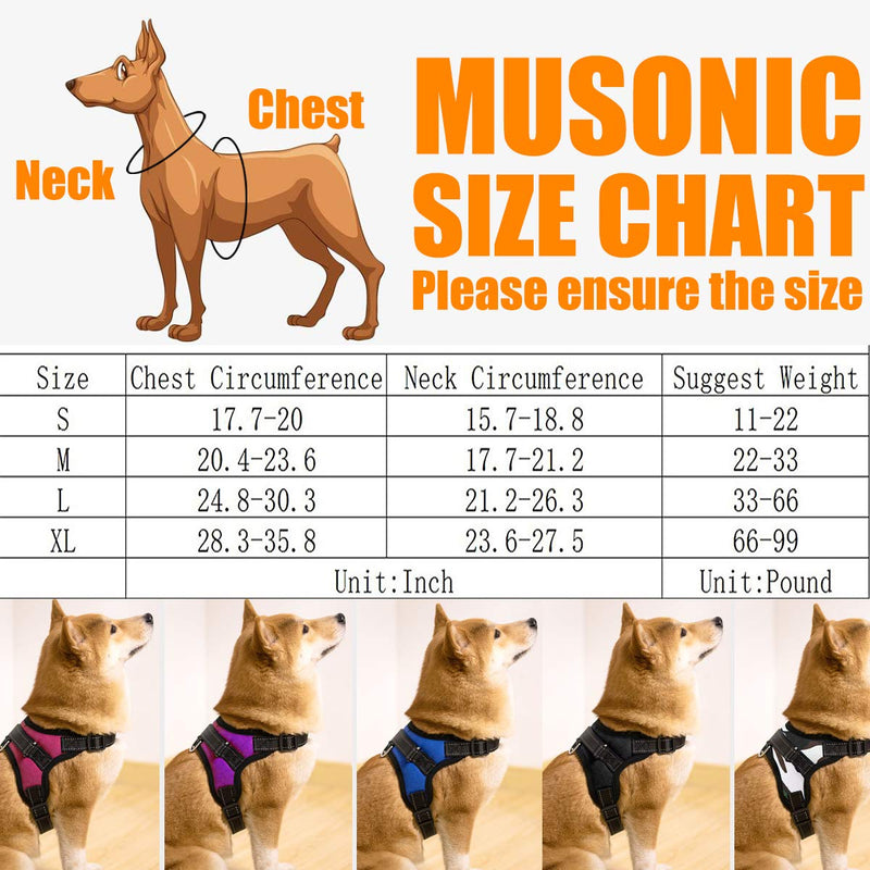 [Australia] - Musonic No Pull Dog Harness, Breathable Adjustable Comfort, Free Leash Included, for Small Medium Large Dog, Best for Training Walking S Purple 