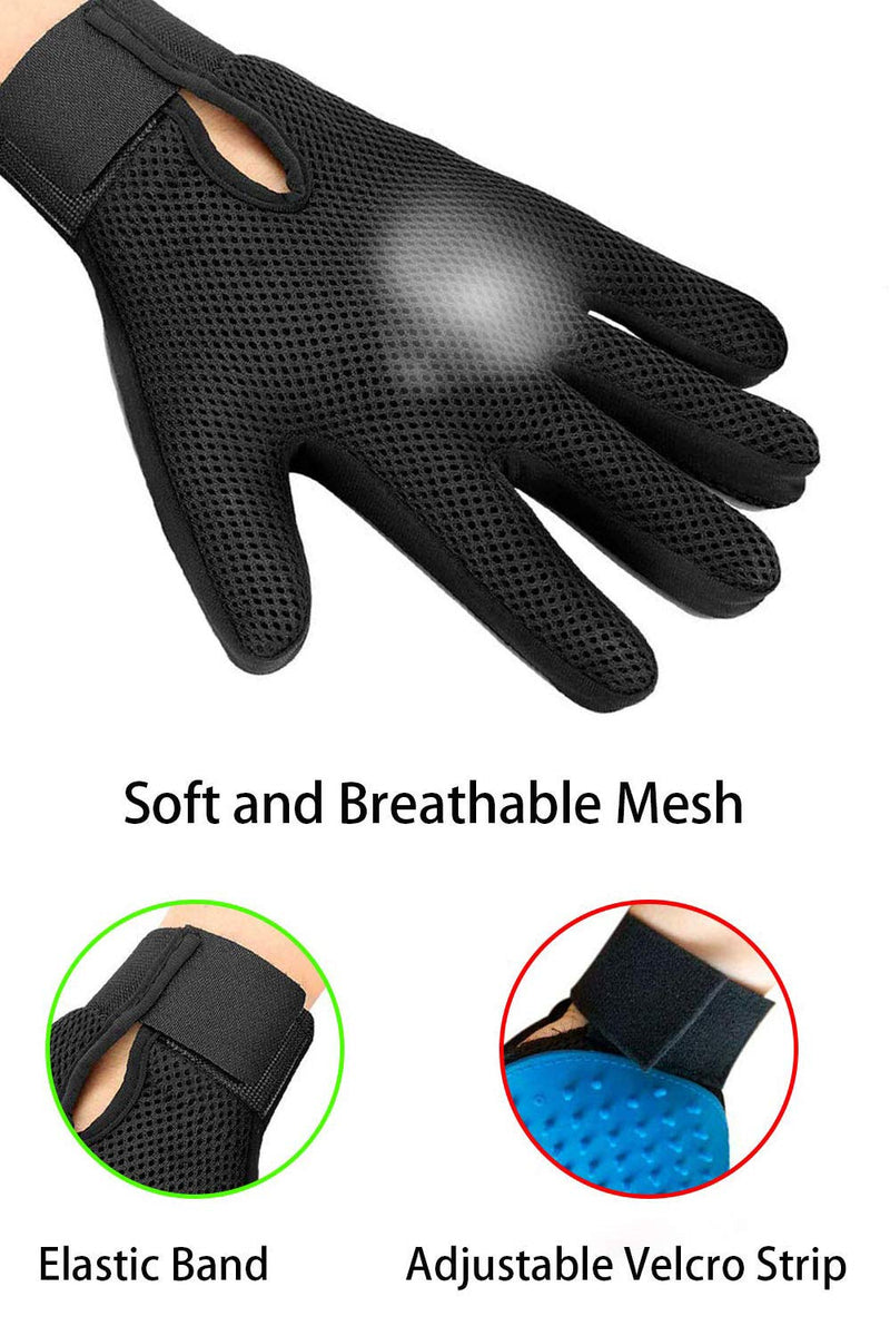 FMU Pet Grooming Glove - Dog Grooming Brush Glove - Cat Glove Brush - Pet Hair Remover Dog Grooming - Perfect for Dog & Cat with Long & Short Fur - Enhanced Five Finger Design - (One Pair) - PawsPlanet Australia