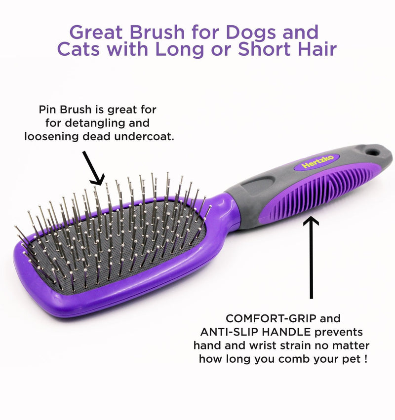 Hertzko Pet Brush Great for Detangling and Removing Loose Undercoat or Shed Fur - Suitable for Dogs and Cats with Long or Short Hair - Ideal for Everyday Brushing - PawsPlanet Australia
