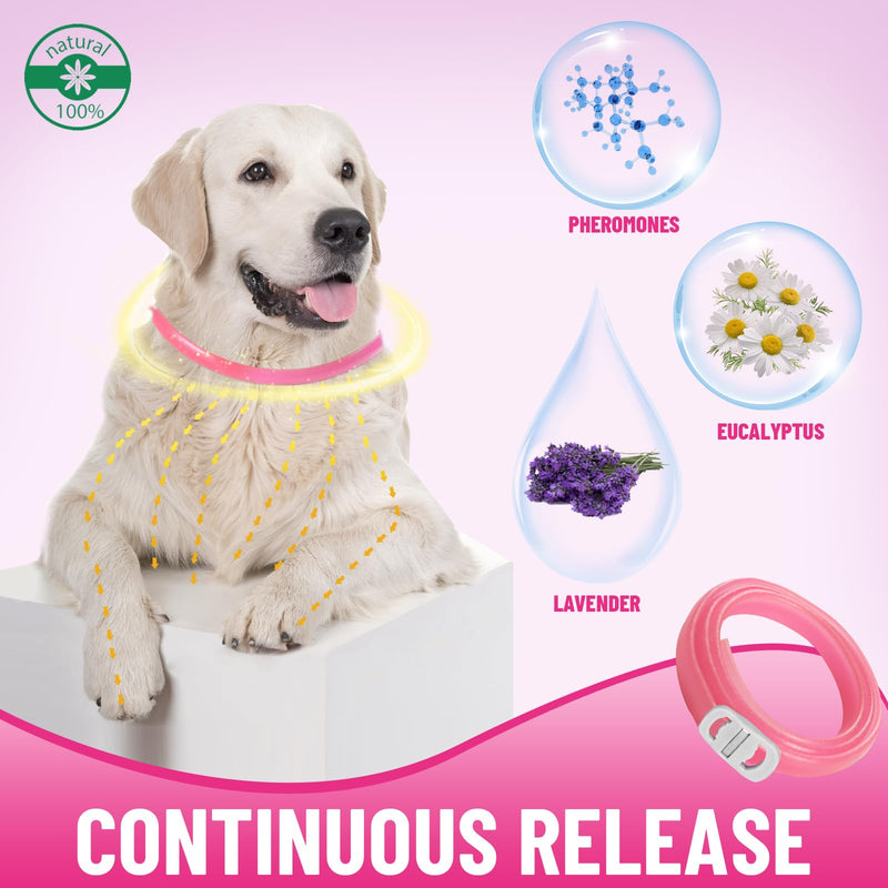 VICSOM Calming Collar for Dogs, Luminous Dog Collar Calming Collars, Pheromone Waterproof Luminous Anxiety Relief Anti Stress Dog Collar for All Dogs Pink Pack of 2 Bright Pink Pack of 2 - PawsPlanet Australia