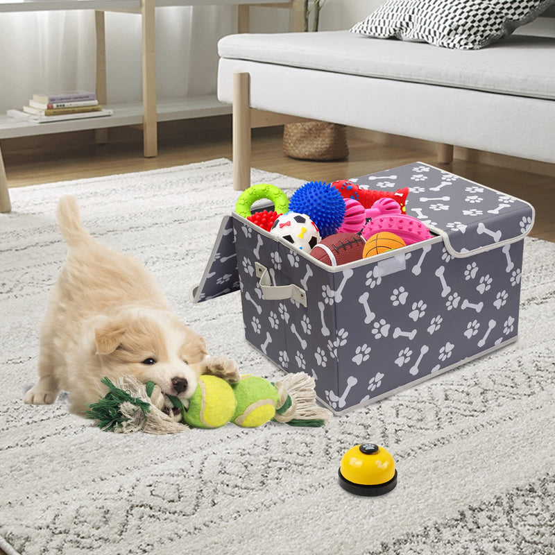 Morezi Large Dog Toy Storage Box with Lid Basket Organizer - Perfect Collapsible Bin for Living Room, Playroom, Closet, Home Organization Bone Paw - PawsPlanet Australia