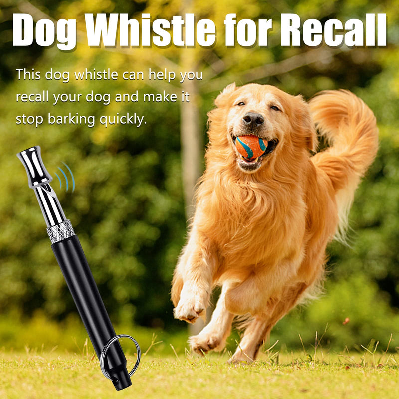 Professional Dog Whistle and Dog Clicker Set, Supersonic Dog Training Whistle for Recall with Black Lanyard Adjustable Frequency Puppy Clickers for Training Stop Barking Pet Obedience(2 Pieces) - PawsPlanet Australia