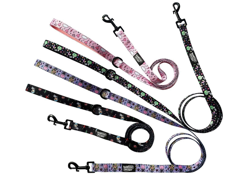 Wagnificent Boutique Dog Lead Small Medium Large Pets Durable Polyester Leash with Neoprene Padded Handle featuring unique space pups design - PawsPlanet Australia