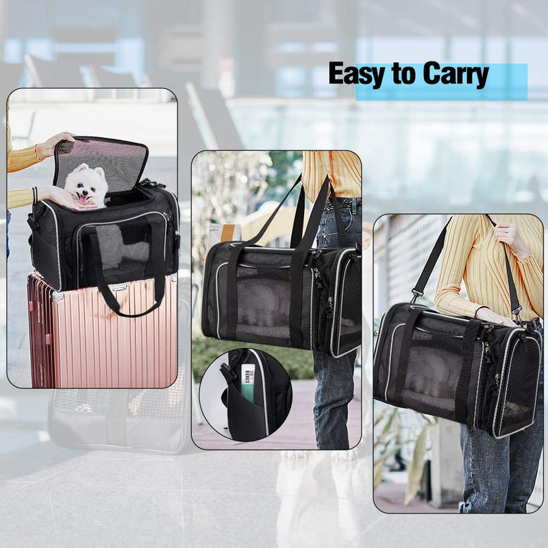 Comsmart Cat Carrier, Pet Carrier Airline Approved Pet Carrier Bag Collapsible 15 Lbs Dog Carrier for Small Medium Cats Dogs Puppies Kitten - Black - PawsPlanet Australia