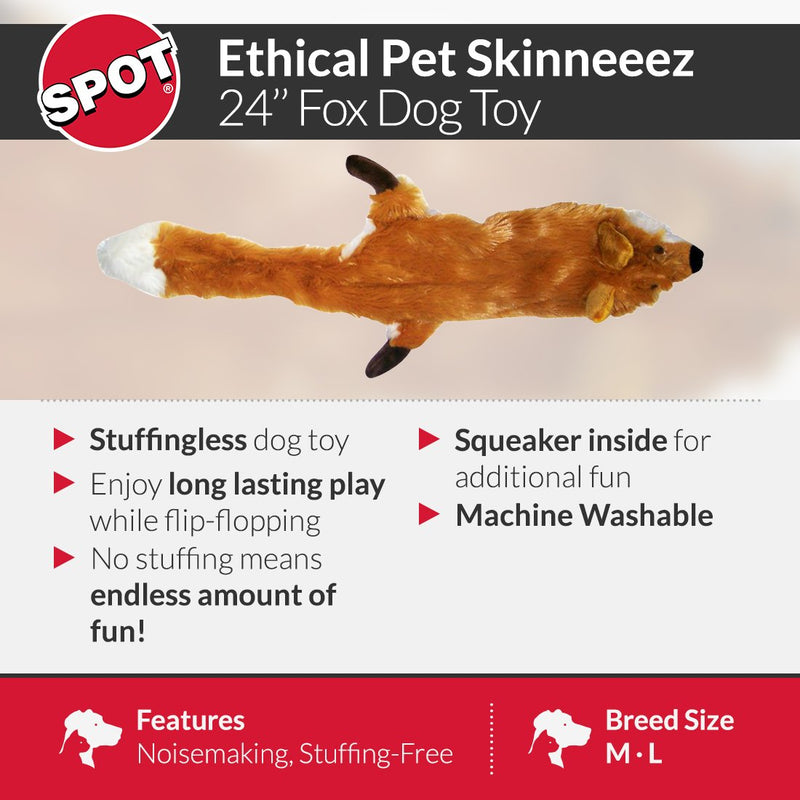 [Australia] - SPOT Skinneeez | Stuffless Dog Toy with Squeaker For All Dogs | Tug-Of-War Toy For Small and Large Breeds | By Ethical Pet Fox 23" 