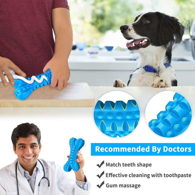 Dog Toys for Aggressive Chewers Large Breed, Durable Dog Chew Toy, Nearly Indestructible Dog Toys for Large Dogs, Tough Natural Rubber Puppy Chew Toys for Medium Dog Teeth Cleaning Blue Bone - PawsPlanet Australia