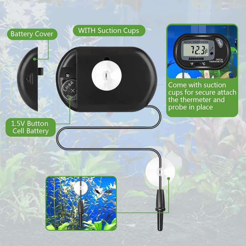 Thlevel Digital Aquarium Fish Tank Thermometer Terrarium Water Temperature Meter Gauge with Water-Resistant Sensor Probe for Reptile Turtle Incubators - PawsPlanet Australia