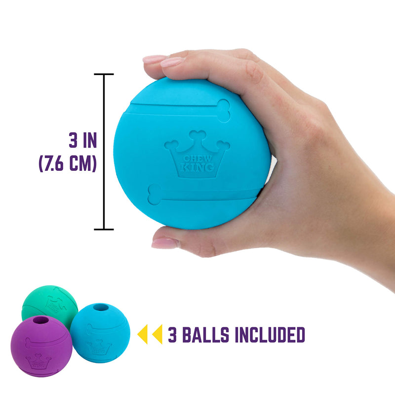 [Australia] - Chew King Fetch Balls Durable Natural Dog Toy Ball, Fetch Toy Collection, Fits Ball Launcher Pack of 3 - 3" Balls 