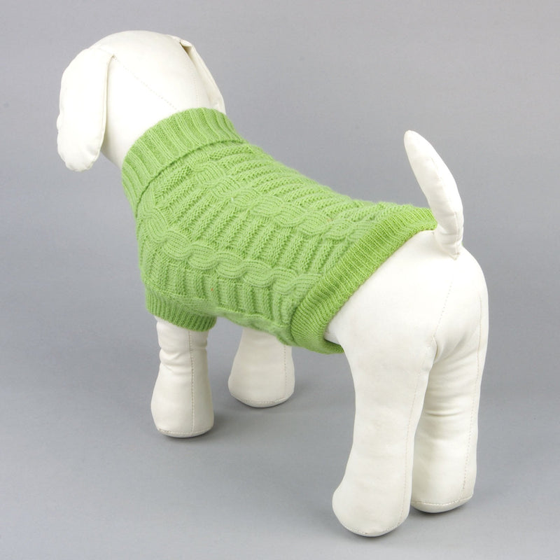 Kismaple Cute Pet Puppy Cat Dog Warm Jumper Sweater Knitwear Coat Apparel Autumn Winter Dog Clothes (XS Back Length:17-18cm, Green) XS Back Length:17-18cm - PawsPlanet Australia