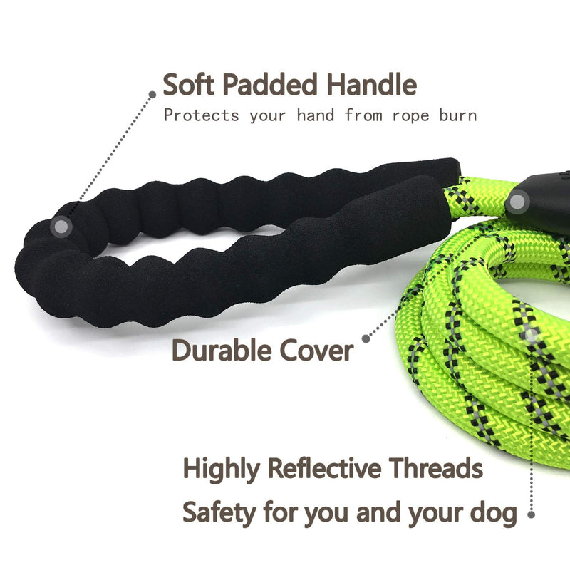 [Australia] - MHS Pet 5 FT Heavy Duty Dog Walking Leash with Comfortable Soft Padded Handle and Highly Reflective Threads for Medium and Large Dogs Green No Buffer 