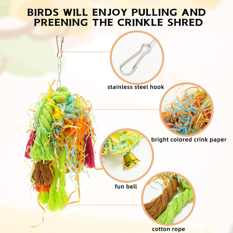 RLRICH 5PACK Bird Colorful Chewing Toys Parrot Foraging Shredder Toys Shred Hanging Foraging Toys,Comfy Perch Parrot Toys for Rope Bungee Bird Toy - PawsPlanet Australia