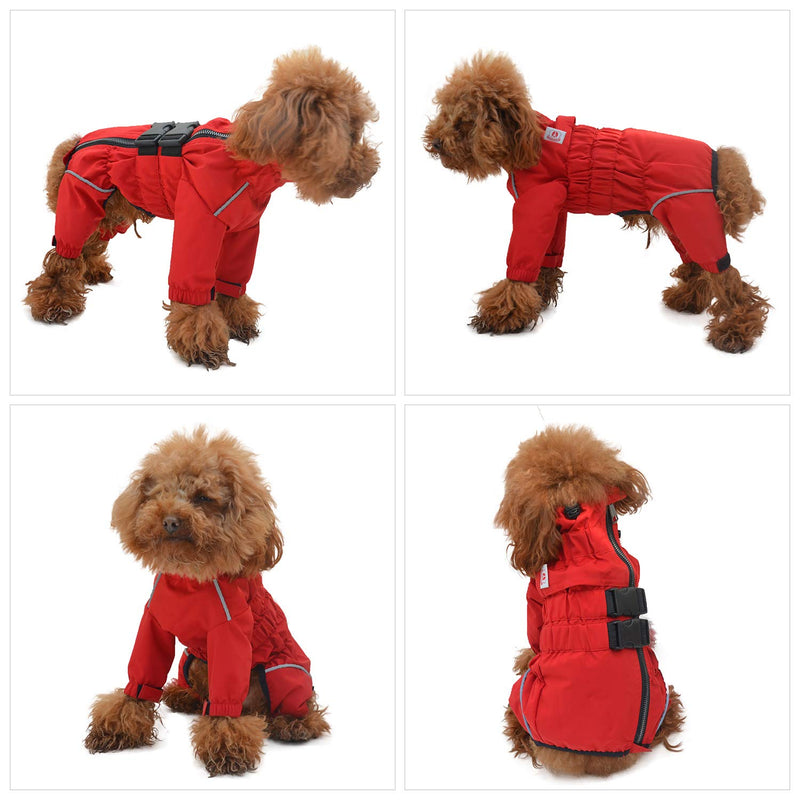 Lovelonglong Dogs Waterproof Jacket, Lightweight Waterproof Jacket Reflective Safety Dog Raincoat Windproof Snow-proof Dog Vest for Small Medium Large Dogs Red M - PawsPlanet Australia