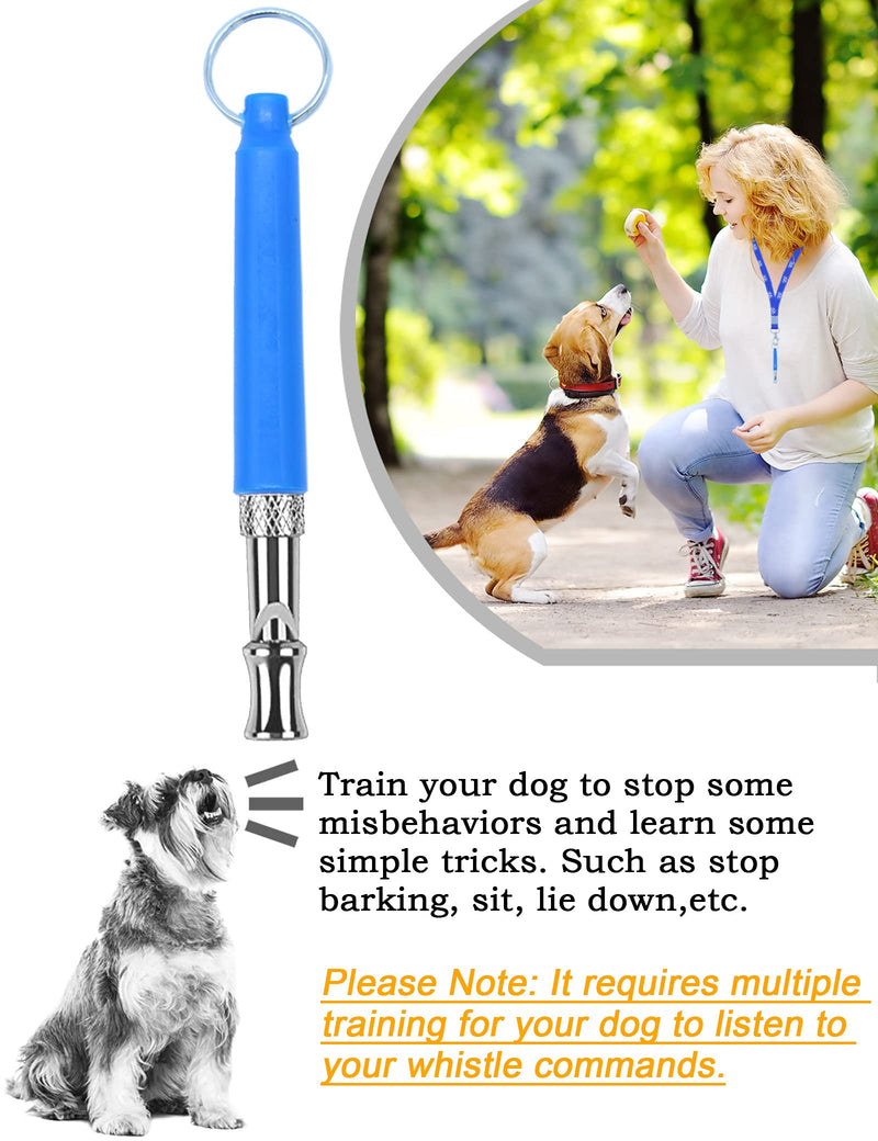 Petute Dog Whistle, Training Whistle to Stop Barking Attack, Adjustable High Pitch Ultrasonic Tool with Lanyard Strap for Obedience Tricks, Come, Bad Behavior, Black Silver/Purple/Blue Blue - PawsPlanet Australia