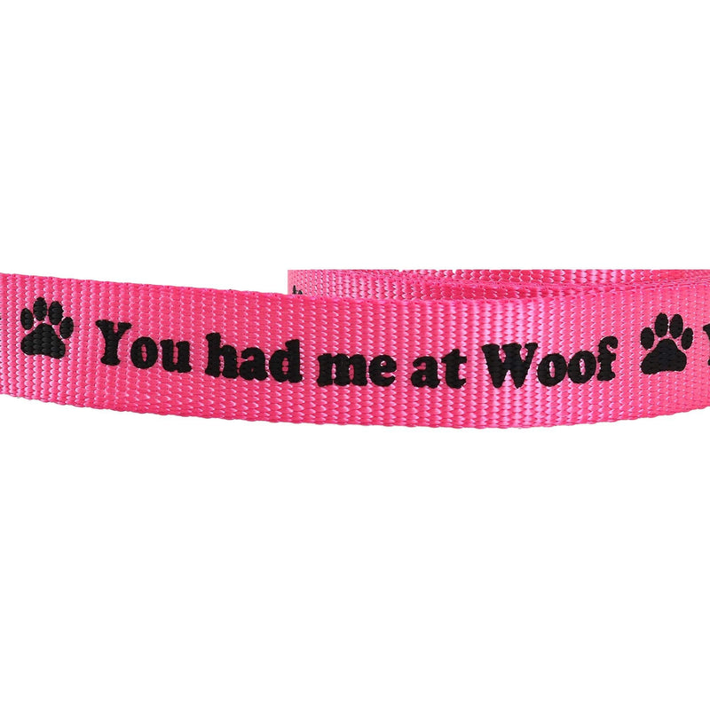 Ascentix You Had Me at Woof Nylon Dog Leash Pink - PawsPlanet Australia
