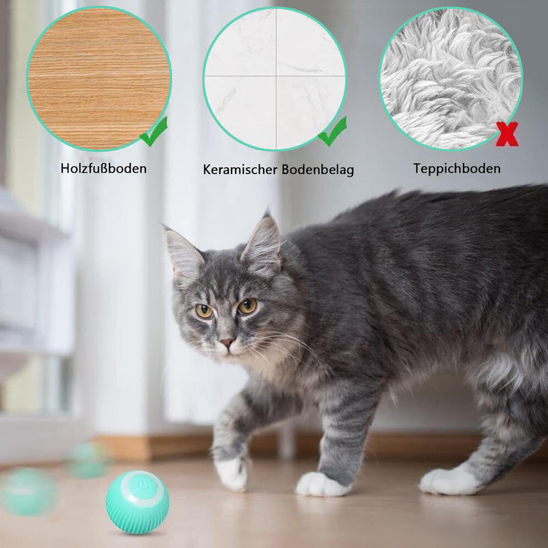 Cat Toy Electric with LED Light Cat Toy Self-employment 360 Degree Ball Interactive Cat Toy Self-Rotating Intelligent USB Rechargeable Cat Toy Ball Blue - PawsPlanet Australia