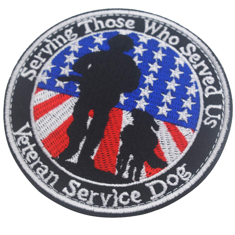 [Australia] - Veterans Service Dog Serving Those Who Served Us Vests/Harnesses Military Tactical Morale Badge Emblem Embroidered Fastener Hook Loop Patch for Dogs Pets 3.15inch Diameter 2PCS 