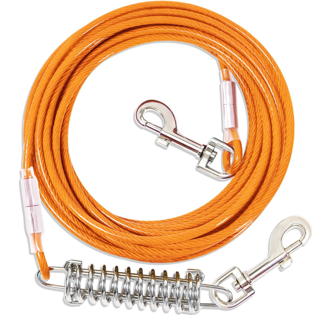 Yard Leash for Dogs with Shock-Absorbing, 3-15m Yard Leash Tie Out Lines, Tie Out Cables for Dogs Yard Leash (Orange, 3m) 3m Orange - PawsPlanet Australia