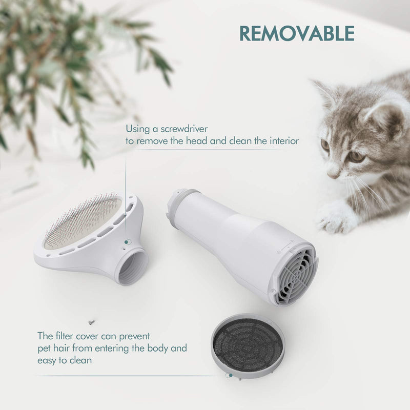 Splenssy Portable Pet Hair Dryer 2 in 1 Pet Grooming Hair Dryer Adjustable Temperature Low Noise Pet Grooming Brushes for Small Medium Dogs Cats - PawsPlanet Australia