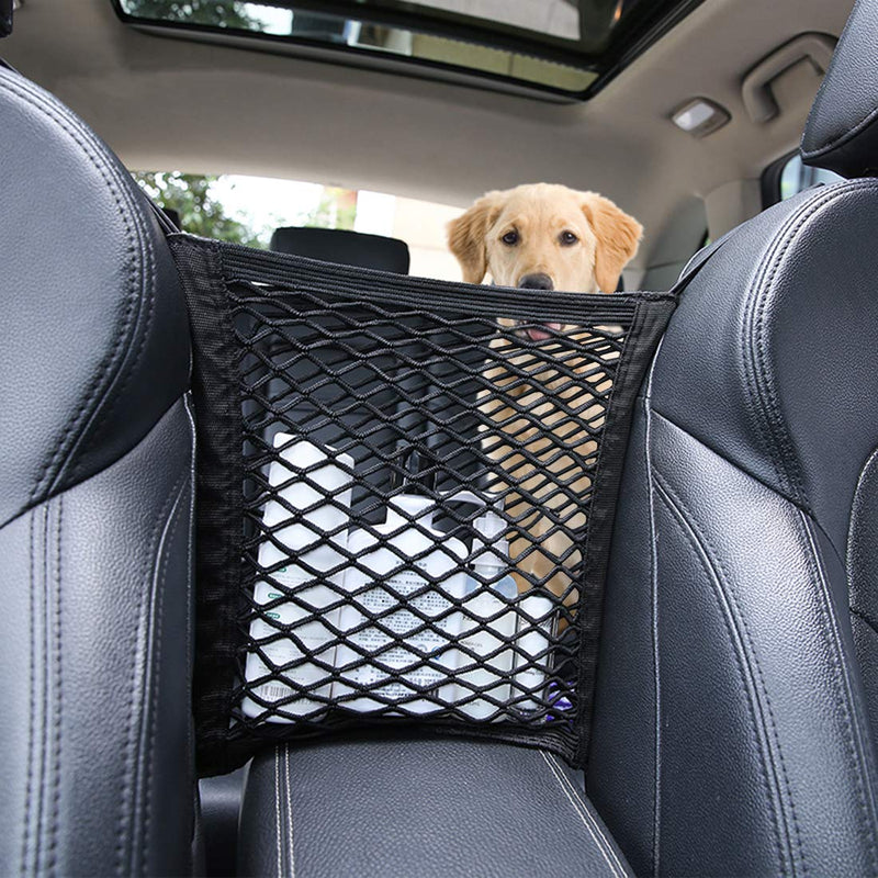 [Australia] - STARROAD-Tim Dog Car Barrier Vehicle Pet Barrier Backseat Mesh Dog Car Divider Net with Adjusting Rope and Hook Suitable for SUV Pickup and Small Car 15.74 in x 13.77 in 