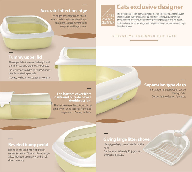 BPS, cat care, cat toilet, bowl toilet, cat litter bowl, open, made of plastic, with scoop, size S (yellow-brown) yellow-brown - PawsPlanet Australia