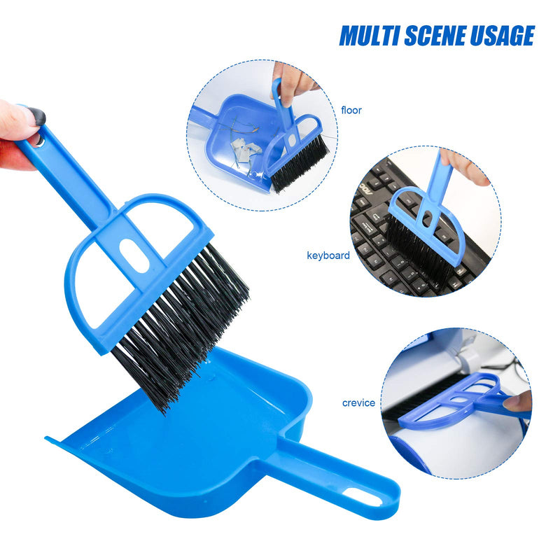 [Australia] - Small Animal Cage Cleaner, Pet Cleaning Tool Set Mini Broom Brush, Dustpan and Pet Mat for Guinea Pigs, Cats, Hedgehogs, Hamsters, Chinchillas, Rabbits, Cage Cleaning Tool Set for Animal Waste Blue 