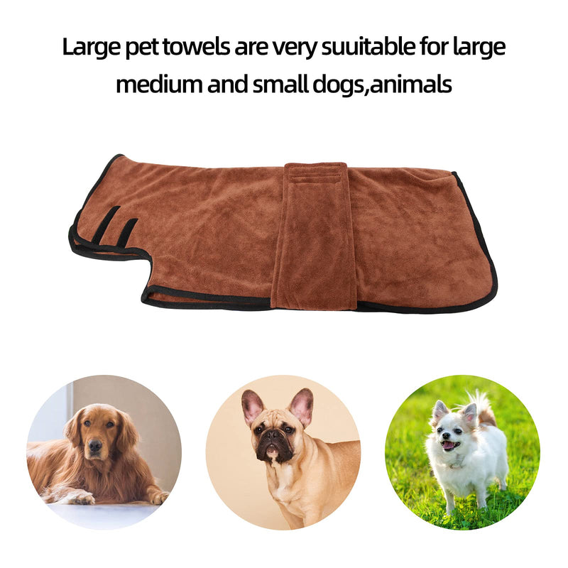 Absorbent Dog Towel, Quick Drying Hooded Bathrobe, Luxurious Dog Drying Towel for Bath & Beach Trips, Microfibre Pet Cat Robe Coat S Coffee - PawsPlanet Australia